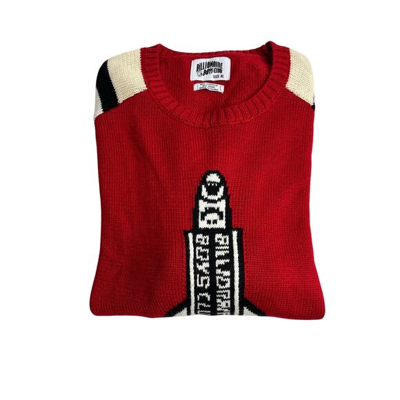 4-82 BILLIONAIRE BOYS CLUB Men's Space Rocket Sweater Red XL - Picture 1 of 10